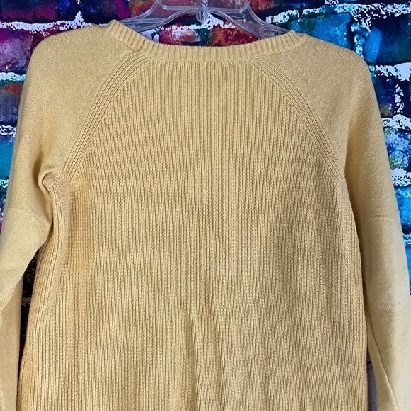 Talbots Yellow Ribbed Crew Neck Sweater Size Small Petite SP - Picture 8 of 10
